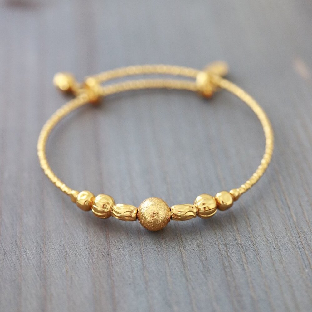 Beads Adjustable Bangle Bracelet With Charms 24k … - image 2